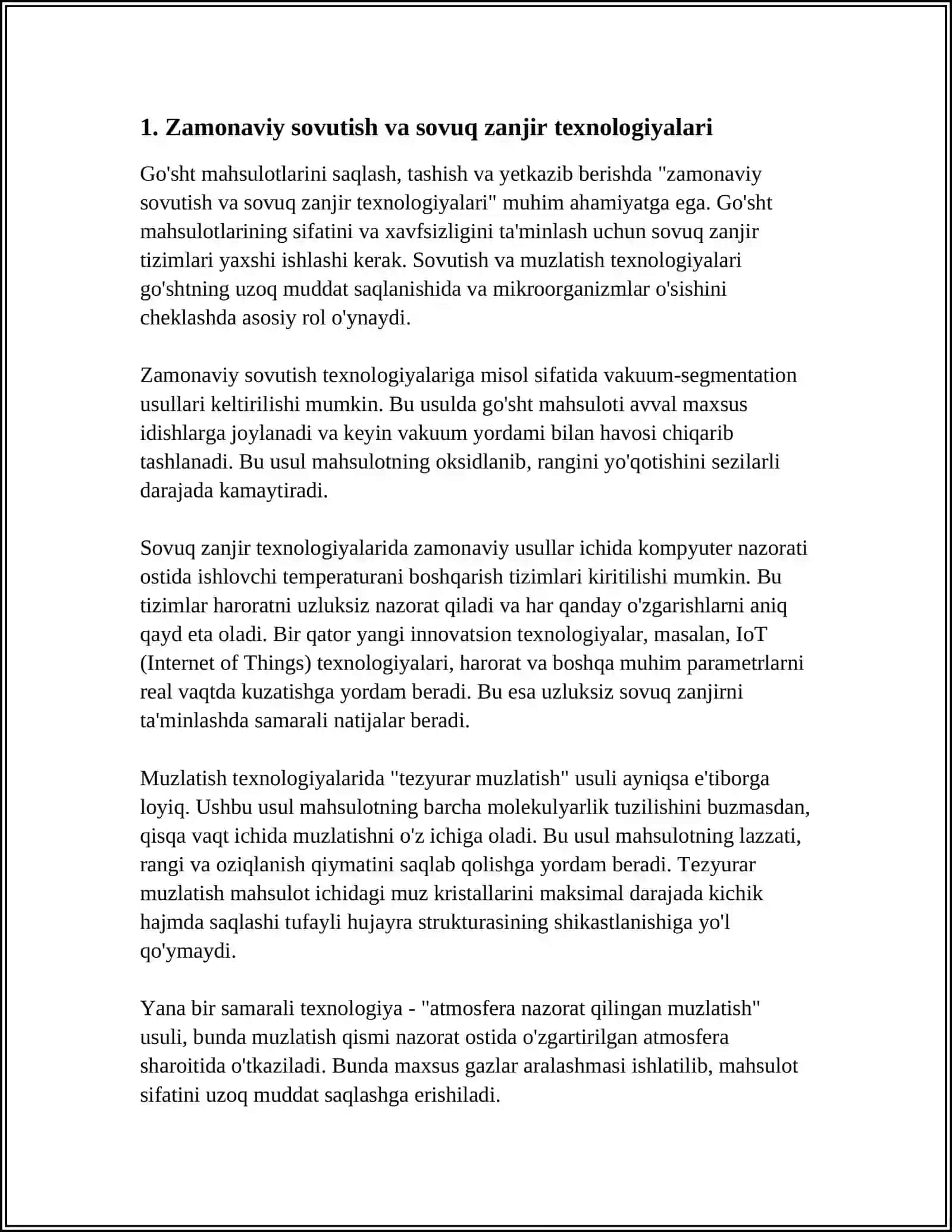 GO'SHT MAHSULOTLARINI SAQLASHNING ENG ZAMONAVIY USULLARINI O'RGANISH VA TAHLIL QILISH 4