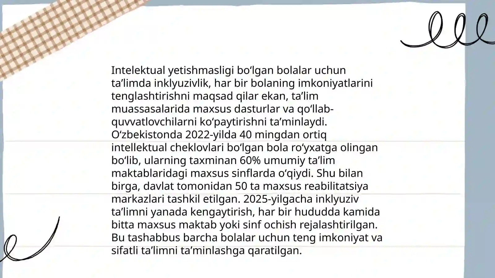Turli darajadagi intelektual yetishmasligi boʻlgan bolalar uchun inklyuziv taʼlim strategiyalari va ularni amalga oshirish shart sharoitlari 4