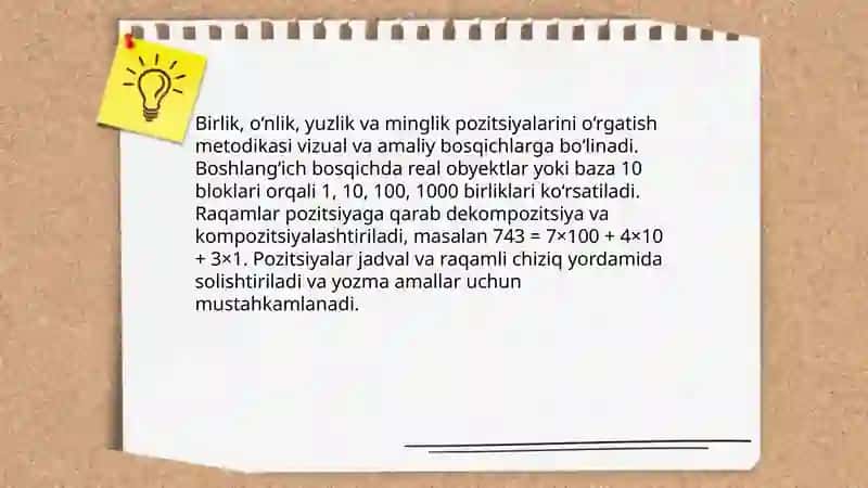 1000 ichida va ko'p xonali nomanfiy butun sonlar ustida arifmetik amallarni o'rgatish metodikasi 4