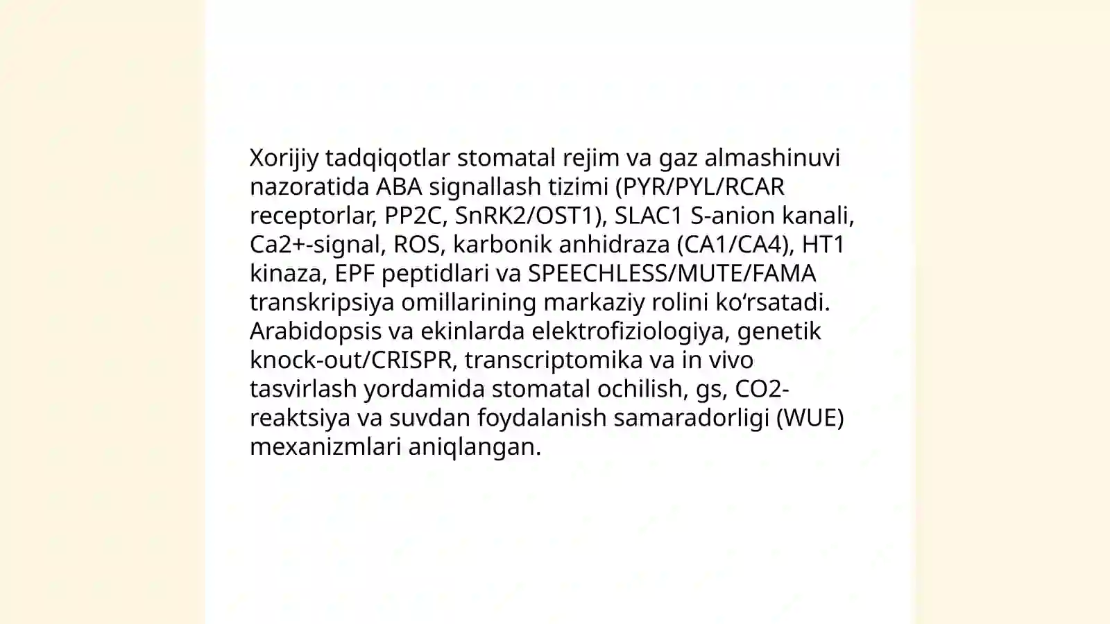 O'simliklar fiziologiyasi yuzasidan chet el ilmiy tadqiqotlar va ular haqida ilmiy maqolalarni tahlil etish 4