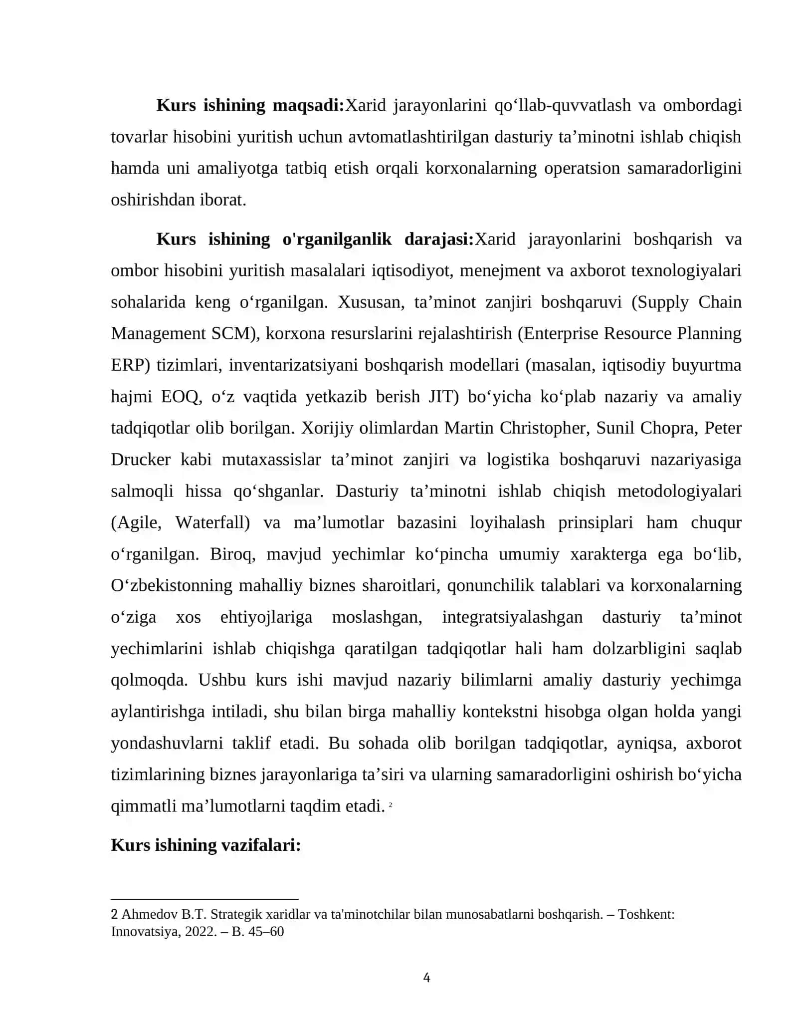 "XARID JAROYONLARINI QOLLAB QUVATLASH HAMDA OMBORDAGI TOVARLAR HISOBINI YURUTISH DASTURINI YARATISH" 4