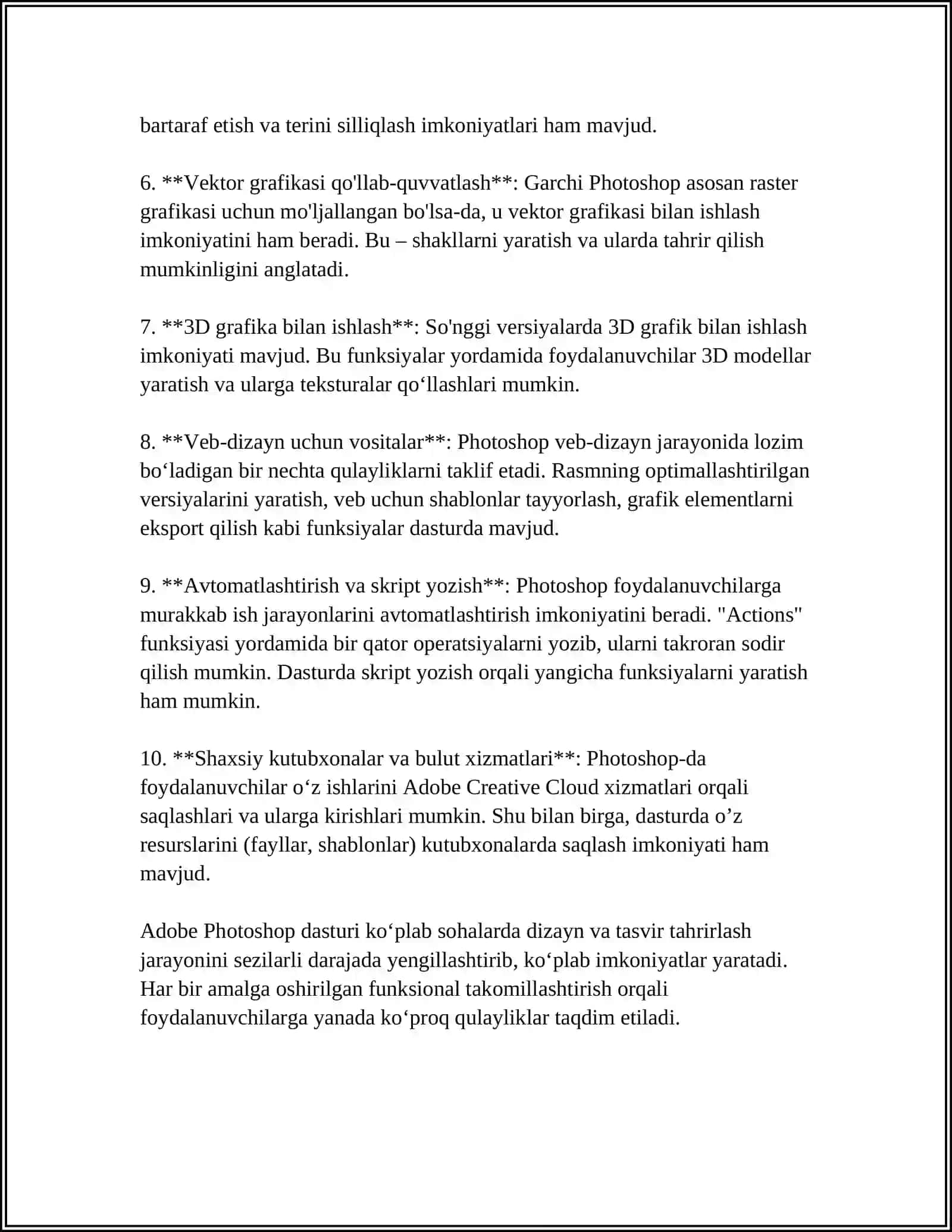 KOMPYUTER GRAFIKASI. ADOBE PHOTOSHOP DASTURIDAN FOYDALANISH AHAMIYATI VA IMKONIYATLARI 4