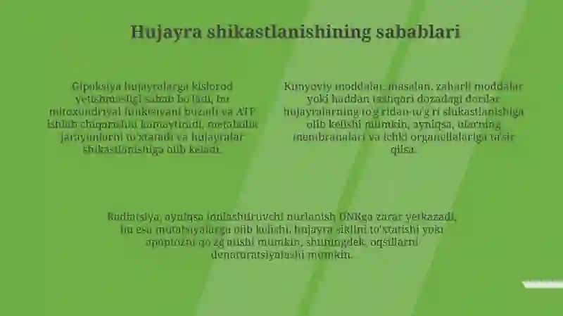 Hujayraning zararlanishi nobud boʻlishivasabablari 4