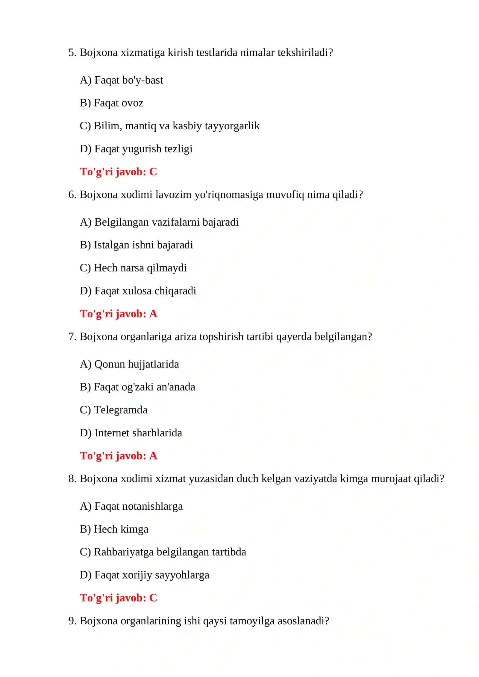 BOJXONA XIZMATI SAVOL-JAVOBLARI 4