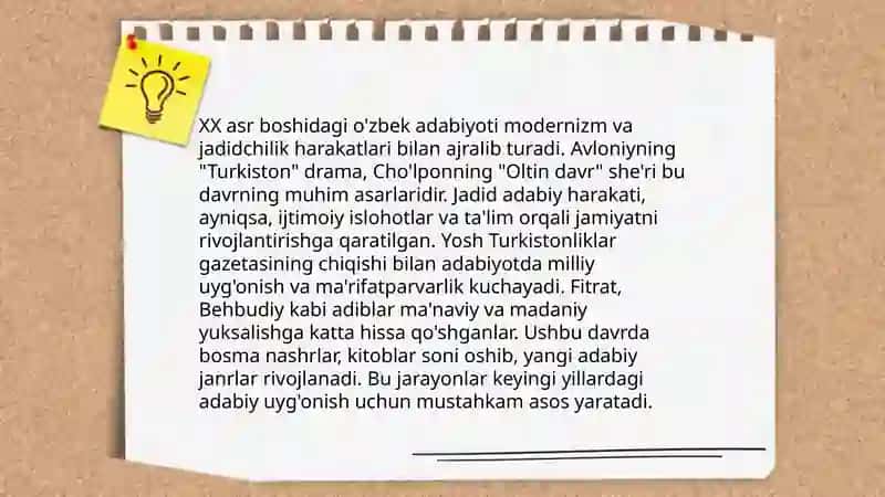 XIX asr oxiri va XX asr boshlari adabiyoti 4