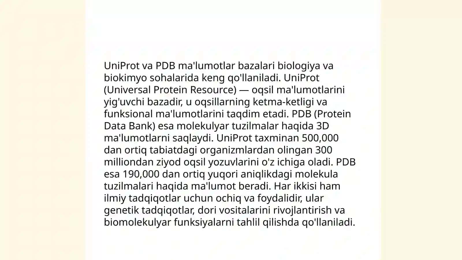 Oqsil strukturasini UniProt va PDB dasturlarida taxlil qilish 4