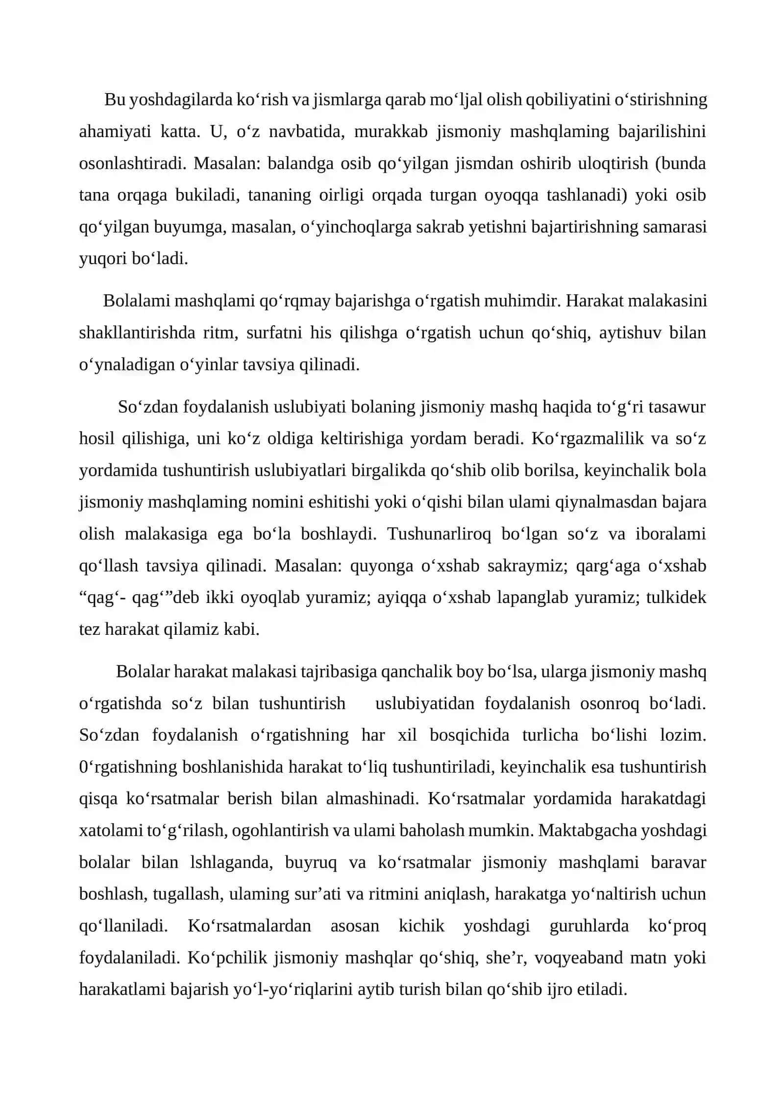 Maktabgacha yoshdagi bolalar jismoniy mashg‘ulotlarining tuzilishi, mazmuni va o‘tkazish metodikasi 4