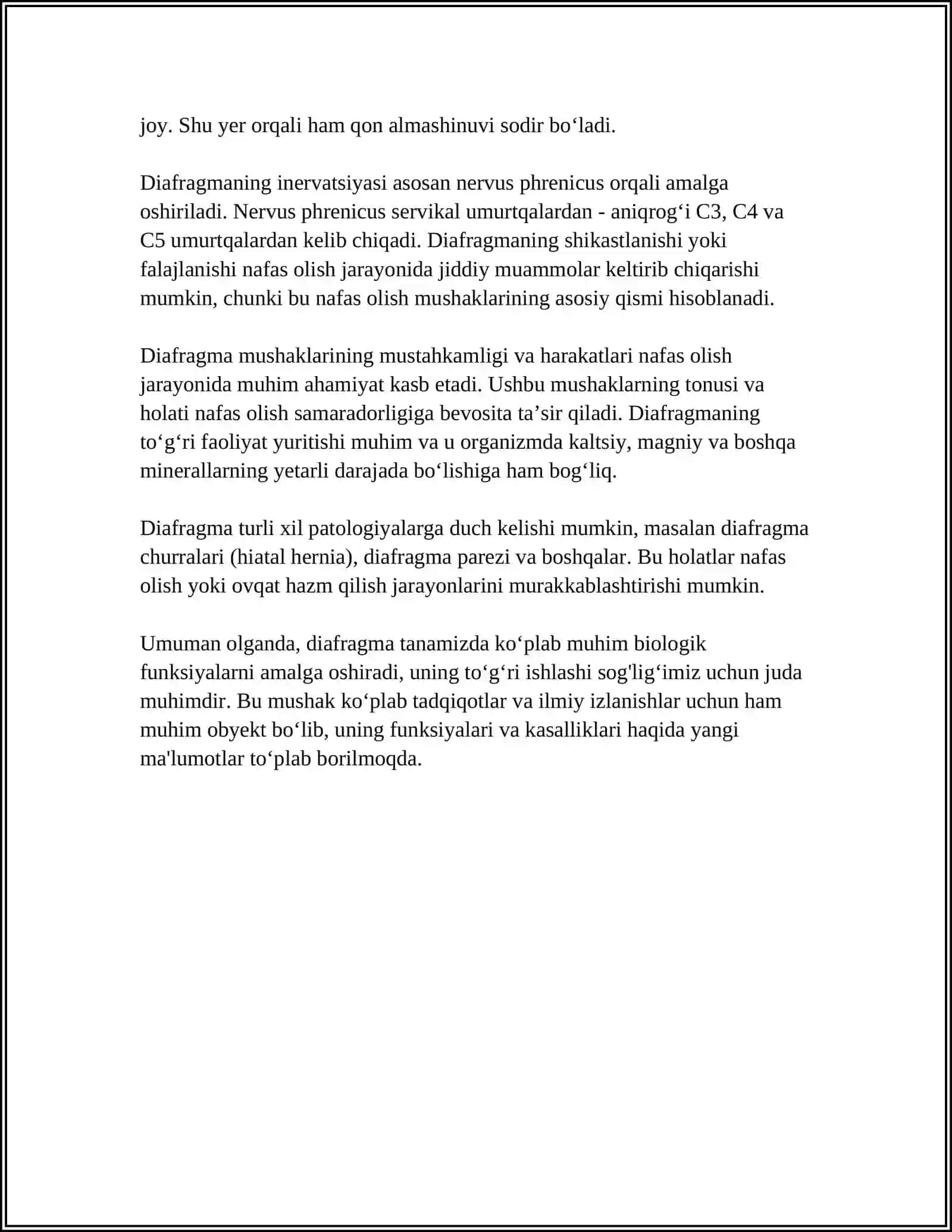 Diafragma va Qorining Oq Chizig'i Haqida Tushuncha 4