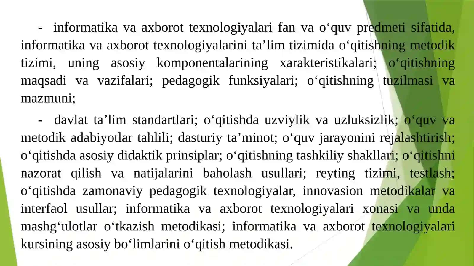 Informatika o‘qitish metodikasi 4