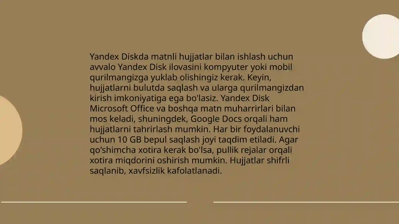 Yandex Diskda sohaga oid matnli va jadvali axborotlarni qayta ishlash 4