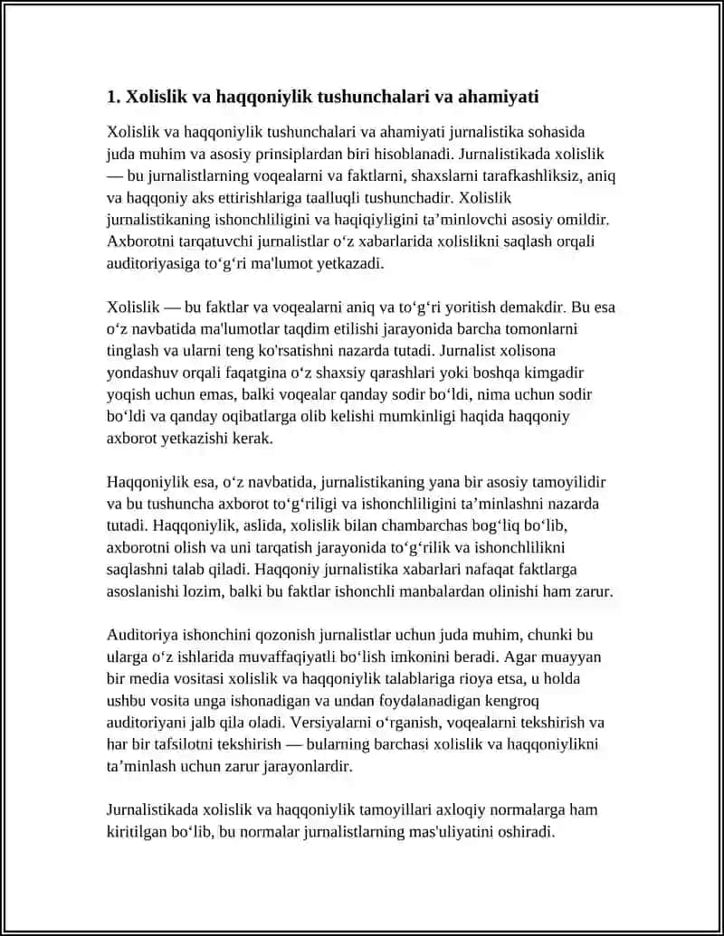 XOLISLIK VA HAQQONIYLIK JURNALISTIKANING ASOSIY PRINSPLARI 4