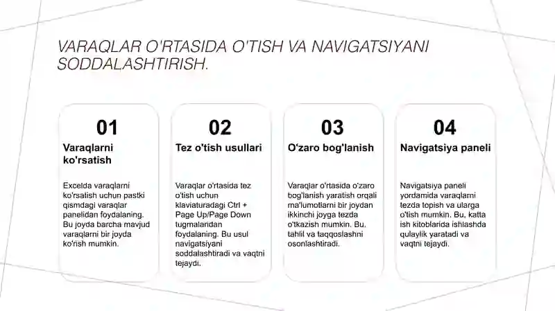 Microsoft Excelda varaqlar bilan ishlash 4