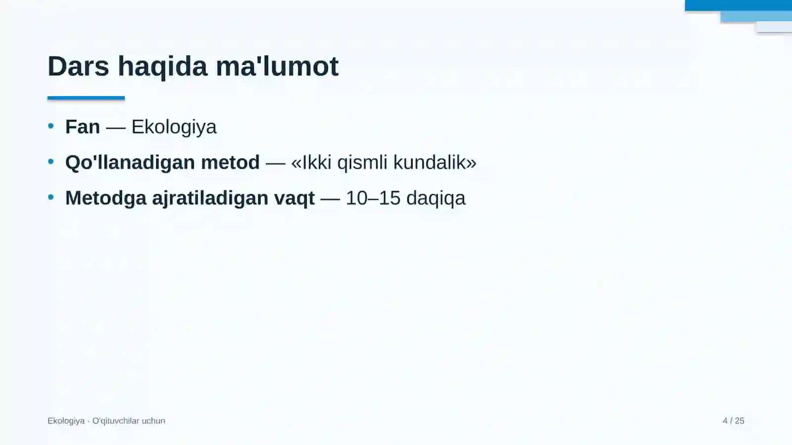 ekologiya darslarida ikki qismli kundalik metodidan foydalanish 7698 4