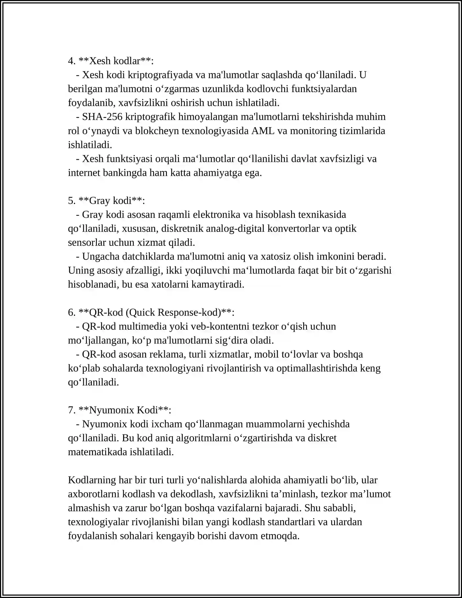 Mavzu: KODLAR HAQIDA 4