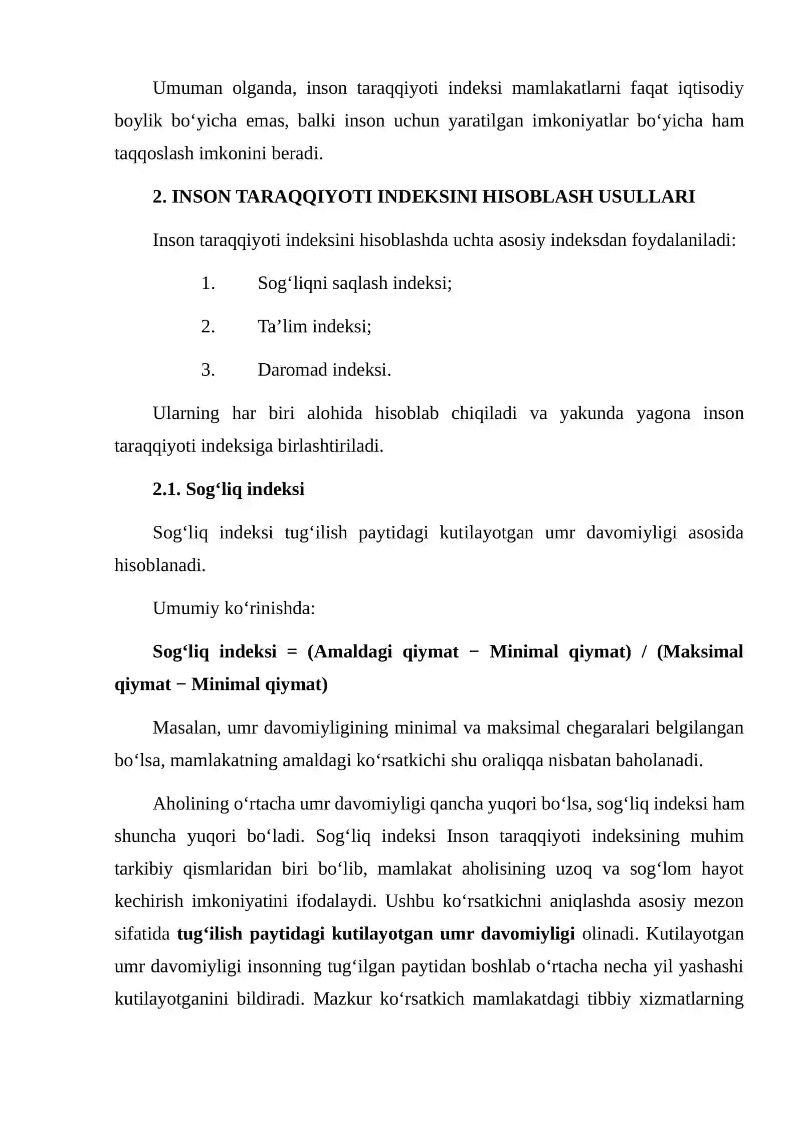 Inson taraqqiyoti indeksini hisoblash va uning iqtisodiy rivojlanish bilan bog‘liqligini tahlil qilish 4