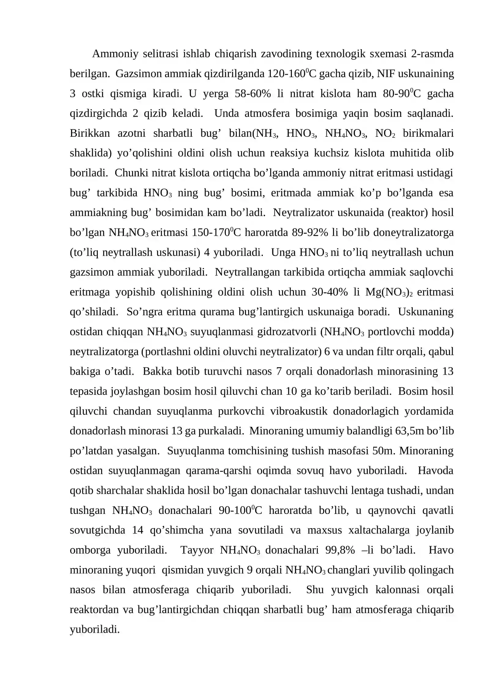 Ammoniy selitrasi, xususiyati va ishlab chiqarish texnologiyasi 4