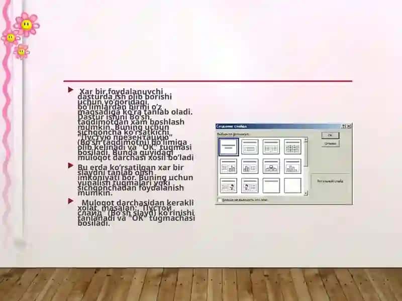 “MS POWERPOINT DASTURIDA ISHLASH” MAVZUSINI O’QITISHDA LOYIHA TEXNOLOGIYASIDAN FOYDALANISH 4