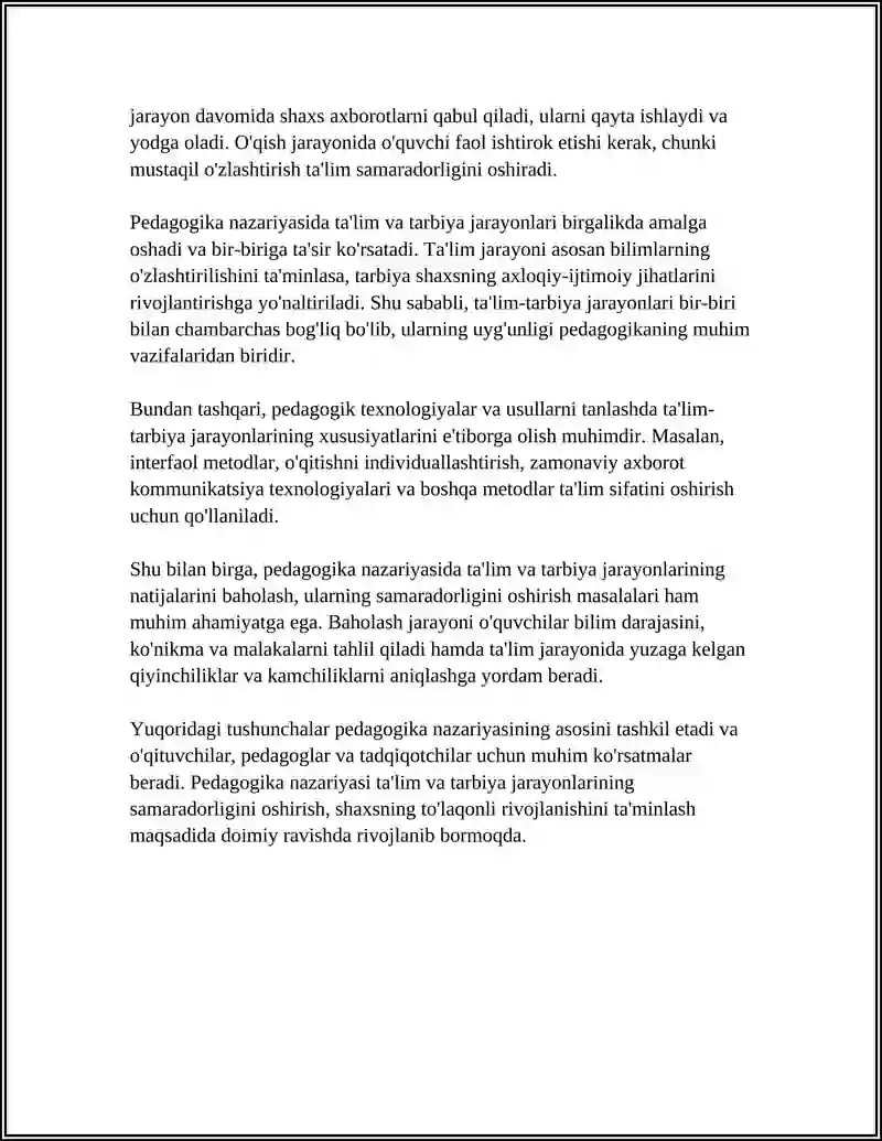 PEDAGOGIKA NAZARIYASI FANINING MAZMUNI VA MOHIYATI PREDMETI 4