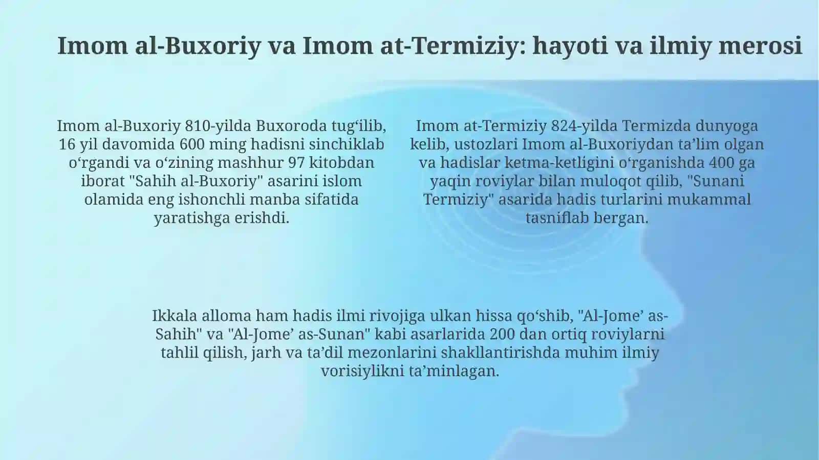 Imom al-Buxoriy va Imom at-Termiziy,   hayot yo‘li va ilmiy meros 4