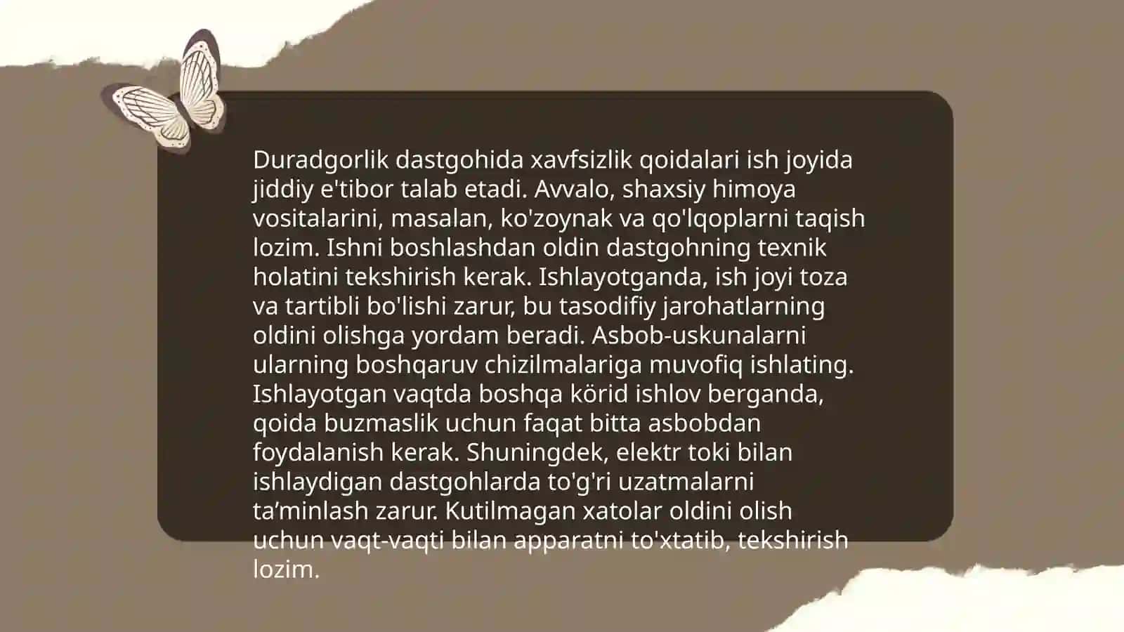 Duradgorlik dastgohining tuzilishi va undan foydalanish qoidalari 4