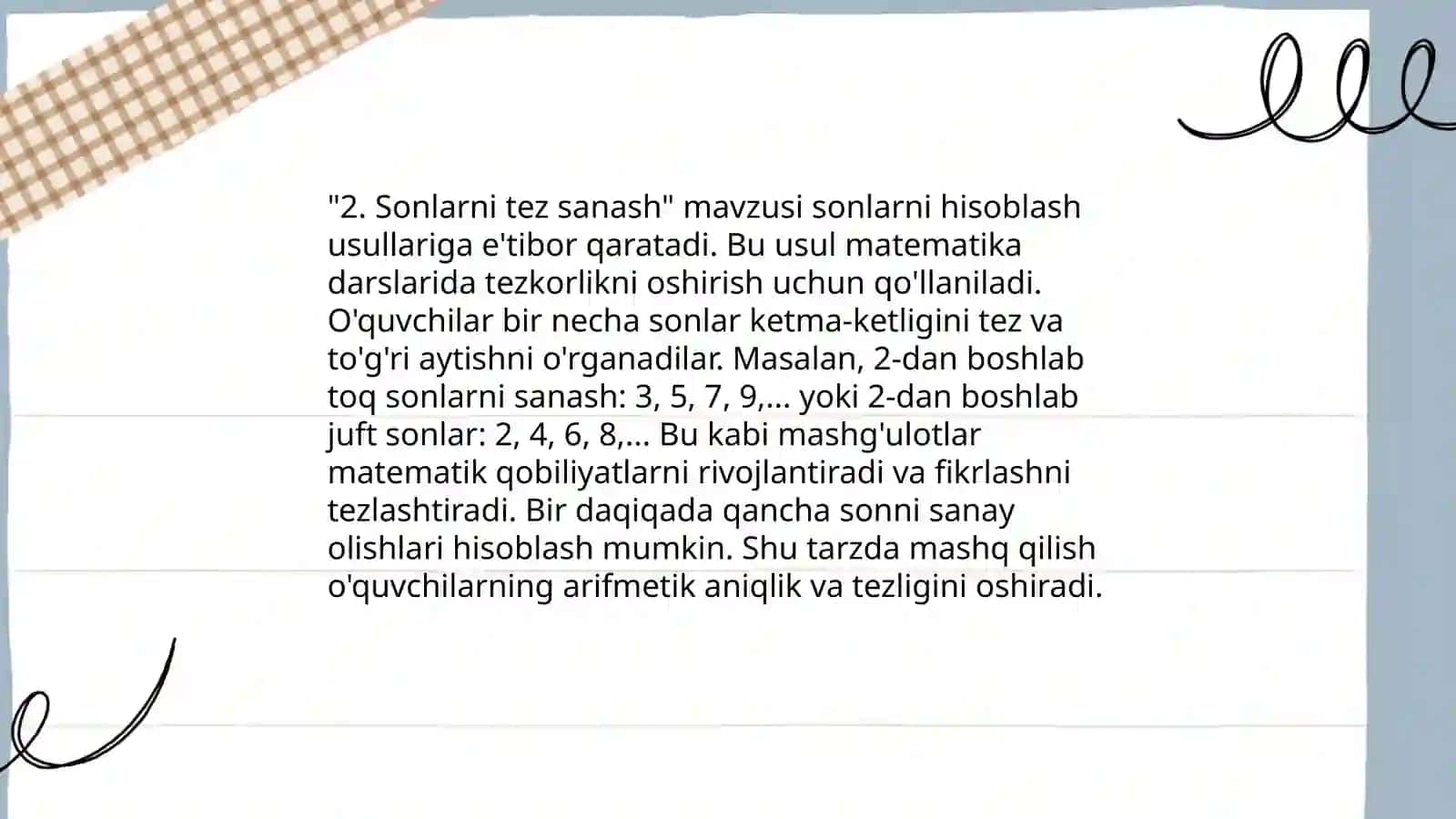 Mental arifmetik masalalar vositasida 6-7yoshdagi bolalarni matematik tasavvurlarini shakllantirish 4