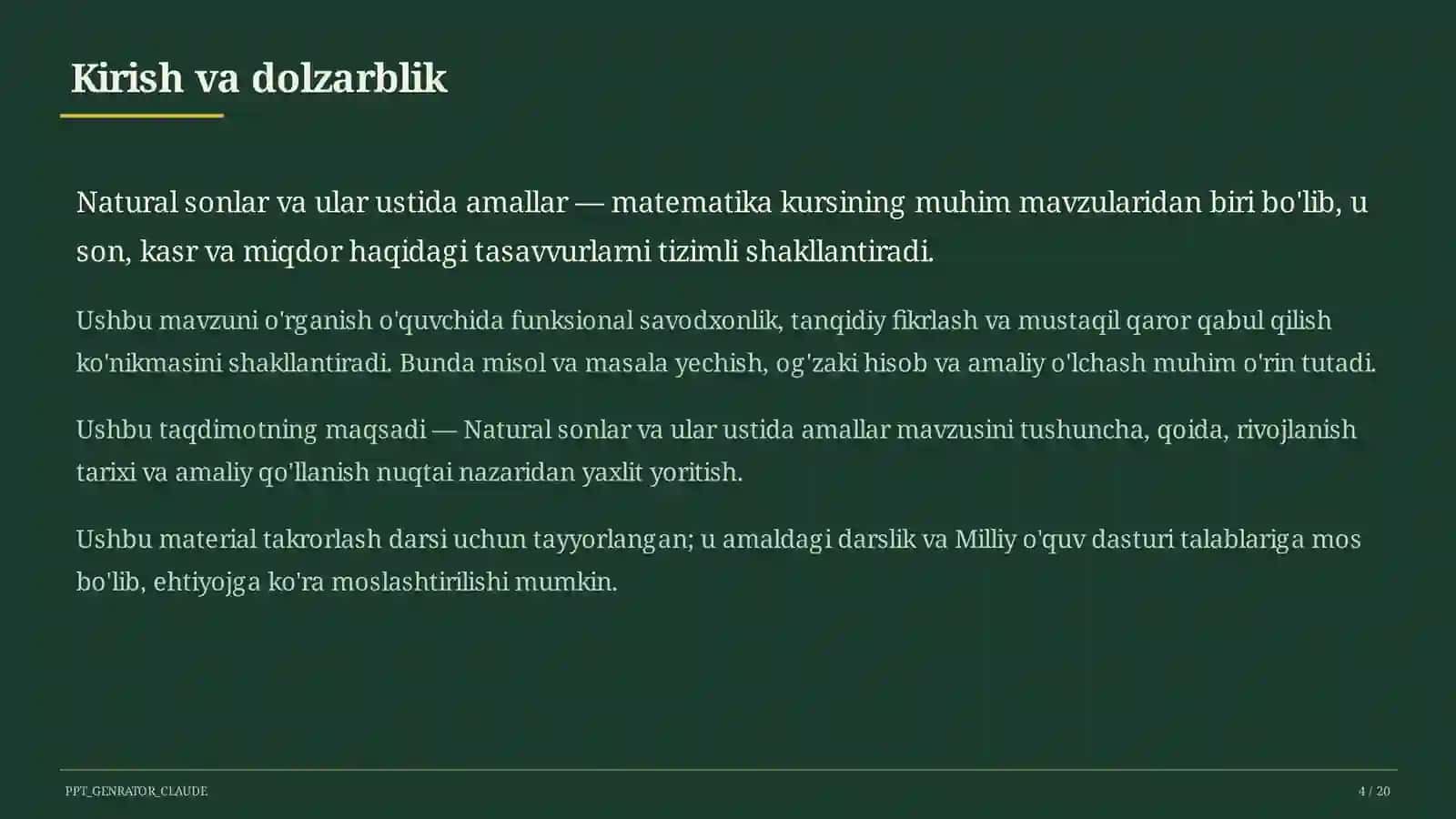 Natural sonlar va ular ustida amallar (5-sinf) 4