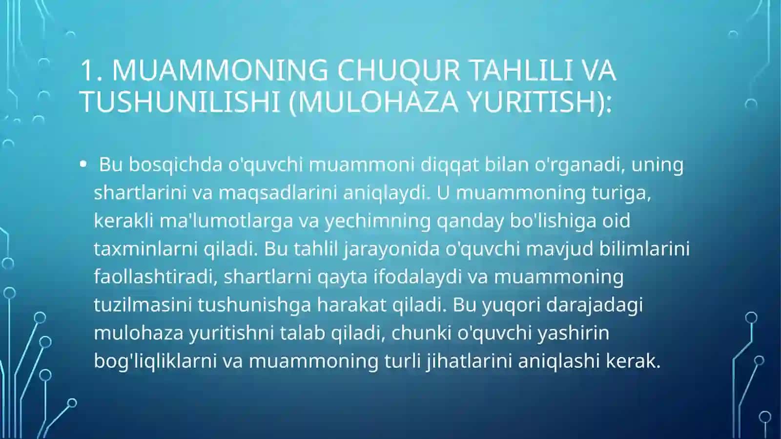 TIMSS xalqaro baholash dasturida matematik mulohazayuritish va muammoni halqilash (modellashtirish) orasidagi bog‘lanish sikli 4