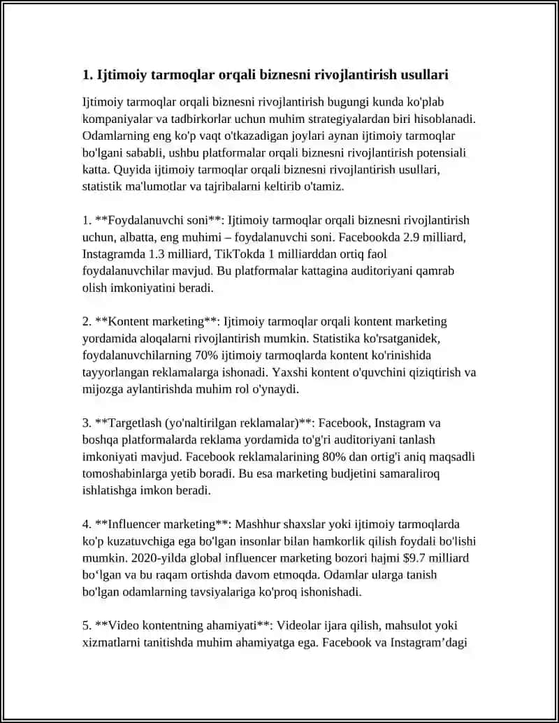 MUSTAQIL ISH Mavzu: IJTIMOIY SAYTLARDA BIZNESNI RIVOJLANISHI VA IQTISODIY SAMARADORLIGI, BLOKCHEYN TEXNOLOGIYALARINING IQTISODIYOTDA TURGAN O'RNI VA AHAMIYATI. 4