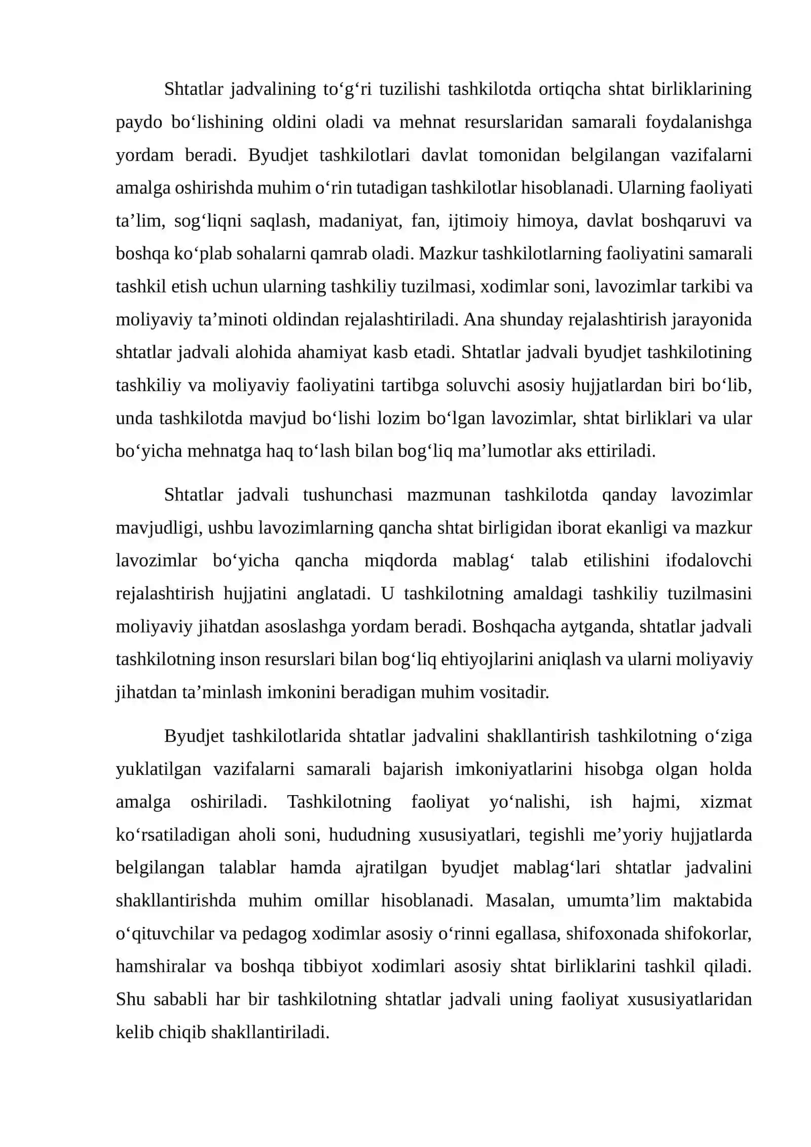 Shtatlar jadvali tuzish va tasdiqlash tartibi 4