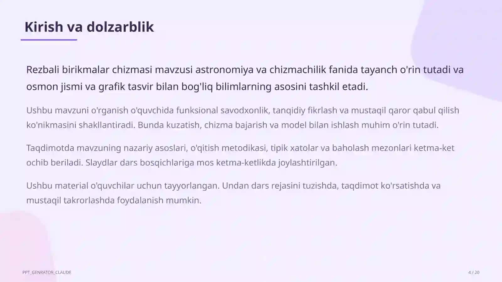 Rezbali birikmalar chizmasi (9-sinf) 4
