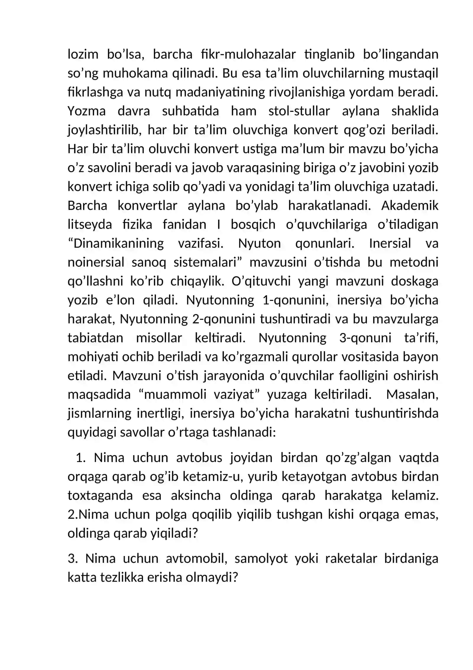 Fizika fanini o’qitishda yangi pedagogik texnologiyalardan foydalanish 4