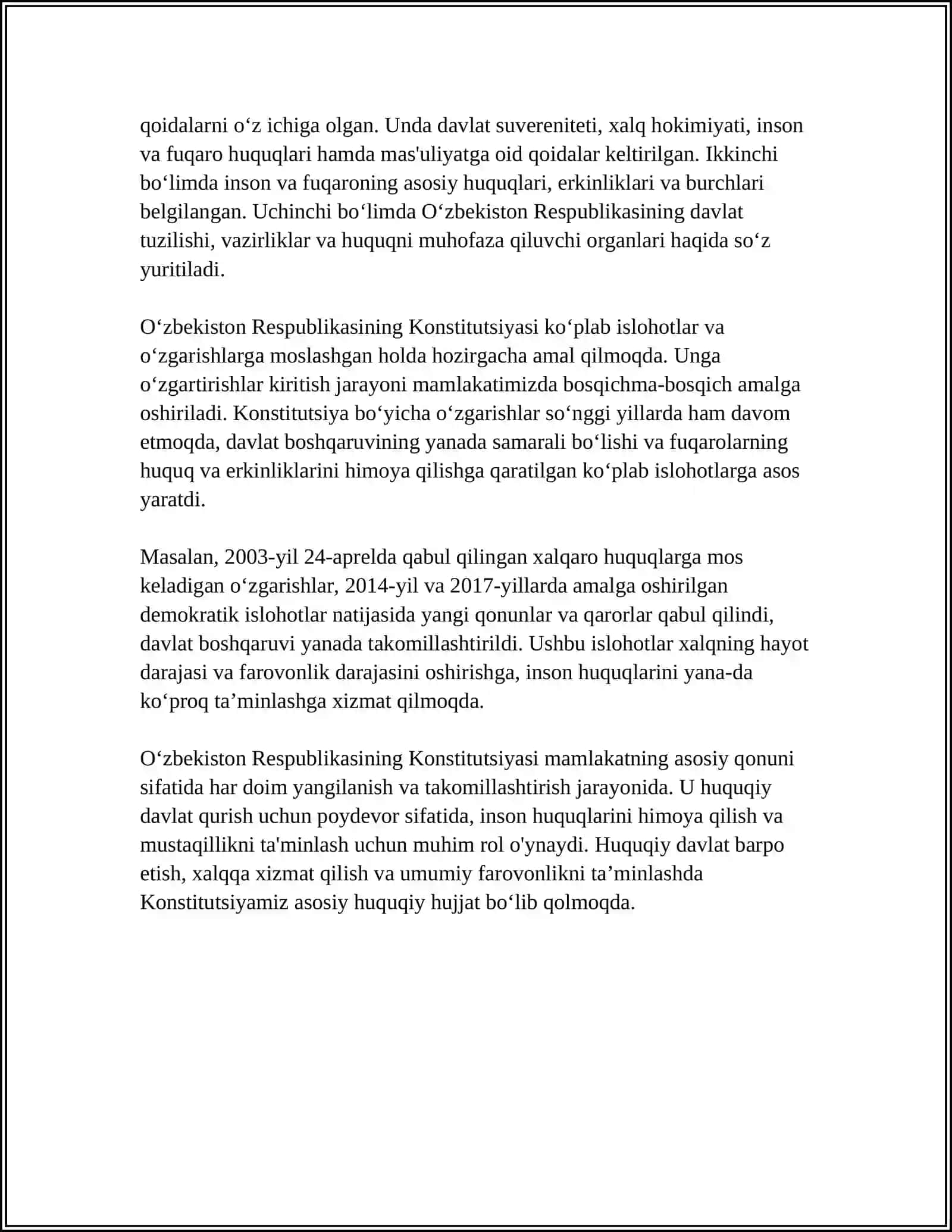 O‘ZBEKISTON RESPUBLIKASI OLIY TA’LIM FAN VA INNOVATSIYA VAZIRLIGI CHIRCHIQ OLIY TANK QO‘MONDONLIK MIHANDISLIK BILIM YURTI MUSTAQIL ISH 4