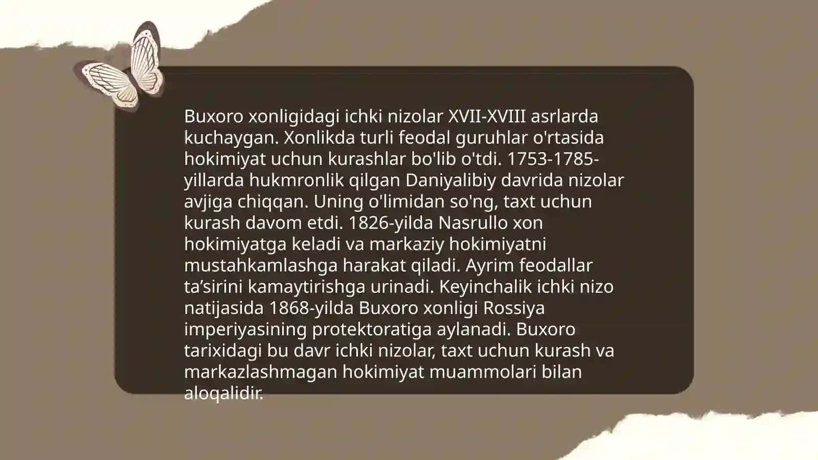 XVIII asr birinchi yarmida Buxoro xonligining siyosiy inqirozi va uning asosiy xususiyatlari 4