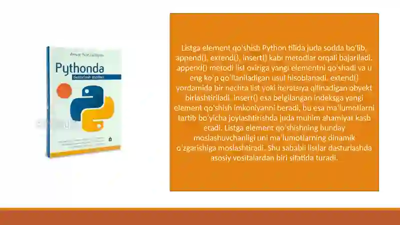 Python dasturlash tilida to’plamlar (List, Set, Tuple, Dictionary) bilan ishlash 4