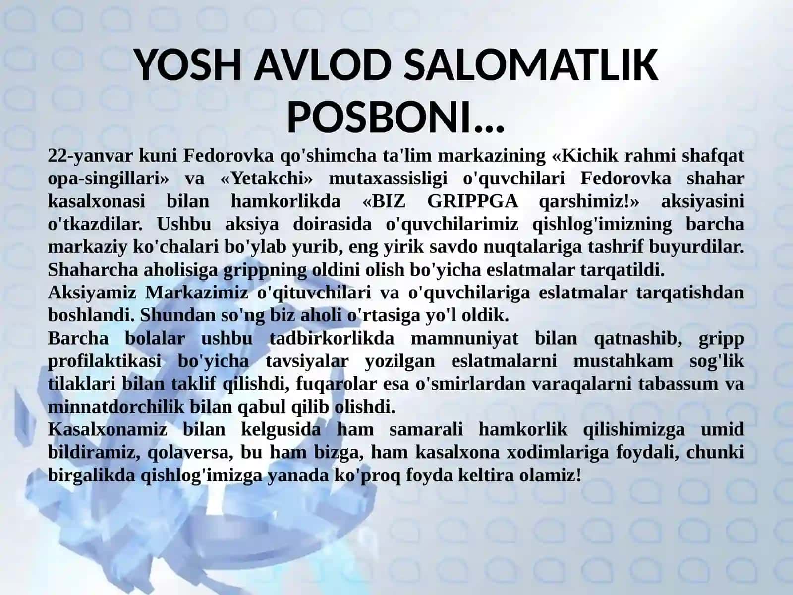 Tibbiyot kolleji ijtimoiy loyihalari 4