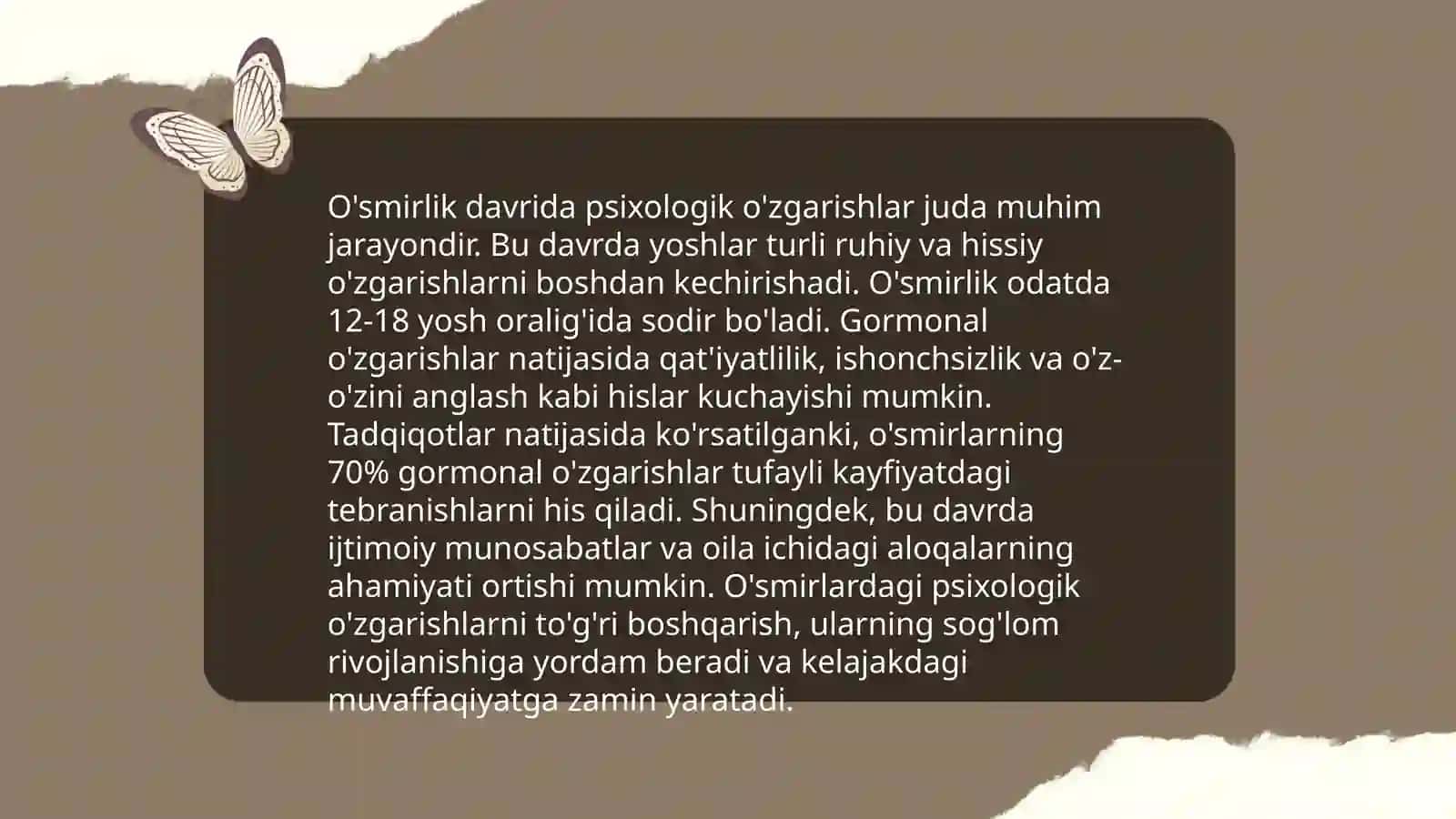 O'smirlik davri inson rivojlanishidagi tub burilish davri 4