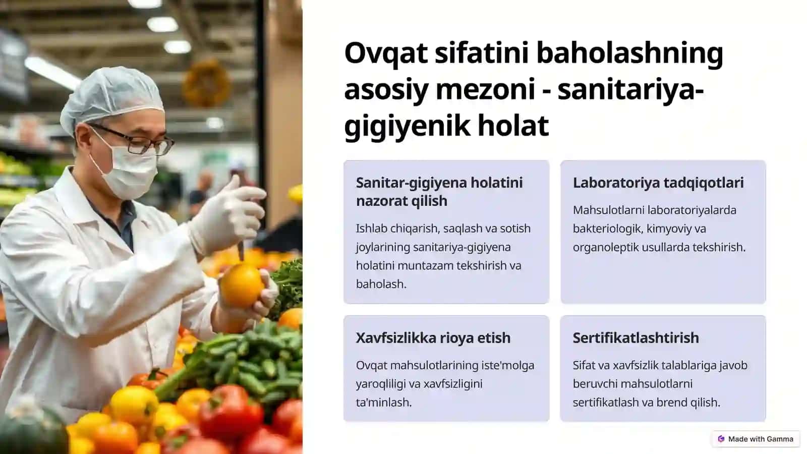 Ovqat mahsulotlarining sifatini gigiyenik baholash 4