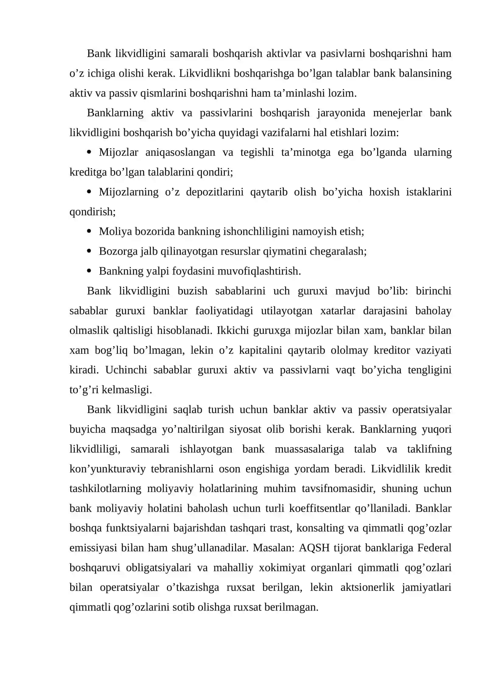 Tijоrat banklarining to’lоvga layoqatliligi va likvidligi 4