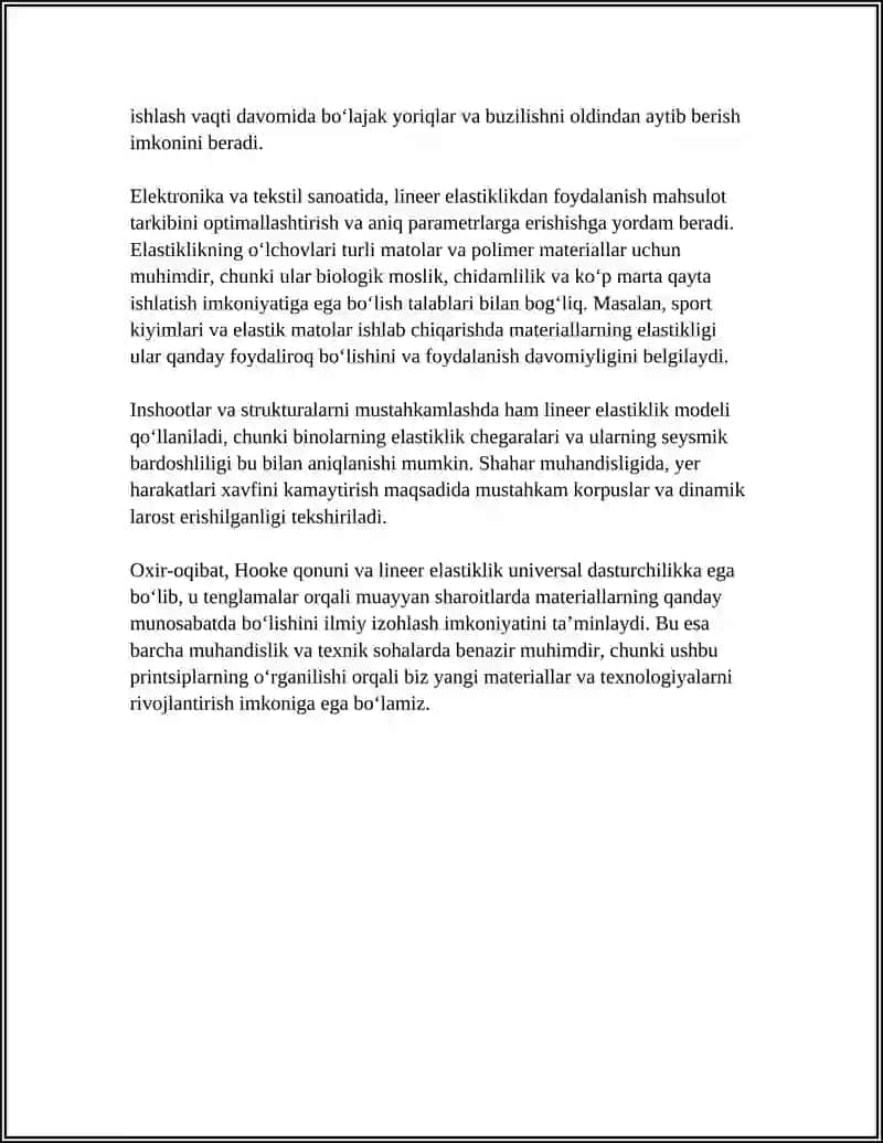 ELASTIKLIK NAZARIYADINING AMALIYOTDA QO'LLASH XUSUSIYATLARI 4