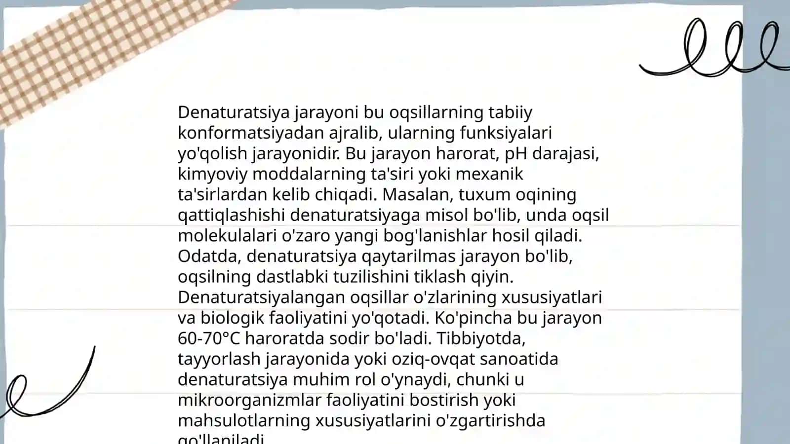 Oqsillar denaturatsiyasi va uning biologik ahamiyati 4