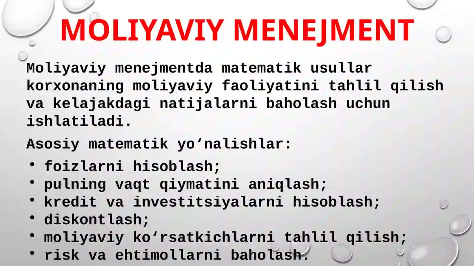 MOLIYAVIY MENEJMENTNING MATEMATIK ASOSLARI 4