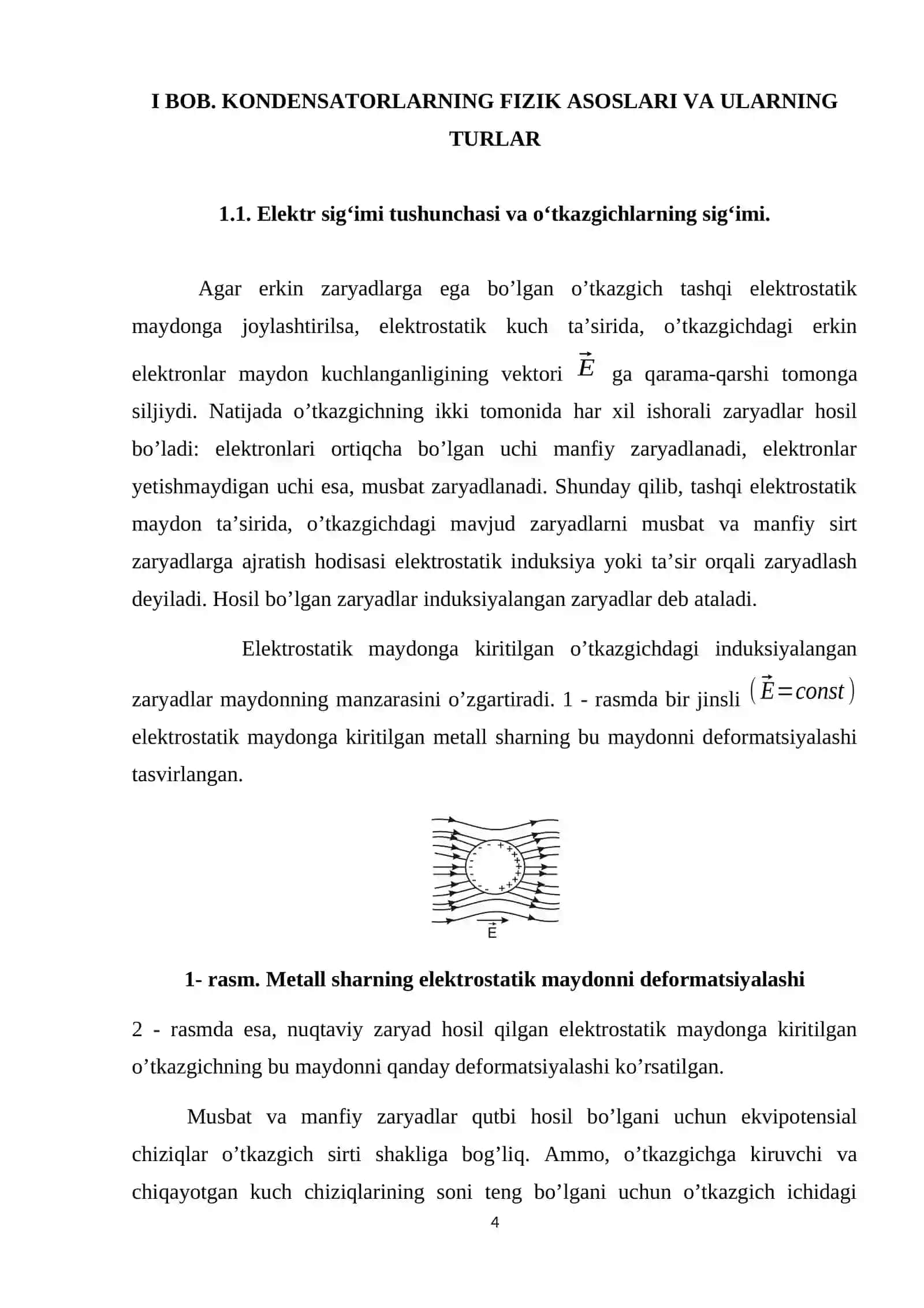 KONDENSATORLAR VA ULARNING ELEKTR SIG‘IMI MUNDARIJA VA ULARNING ELEKTR SIG‘IMI MUNDARIJA 4
