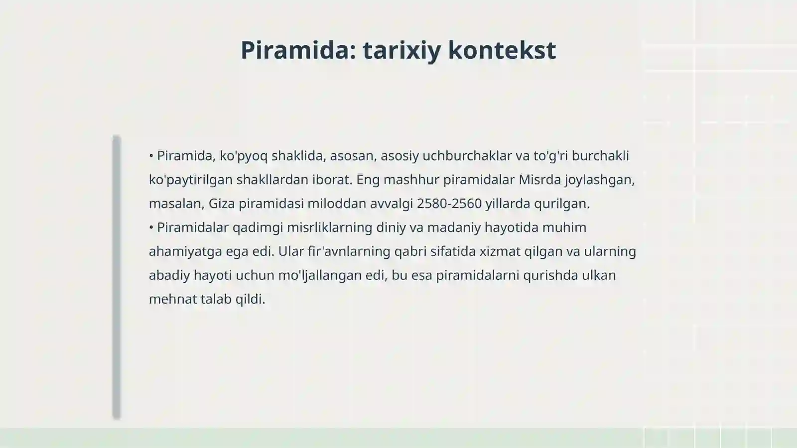 Ko’pyoqlar. Piramida 4