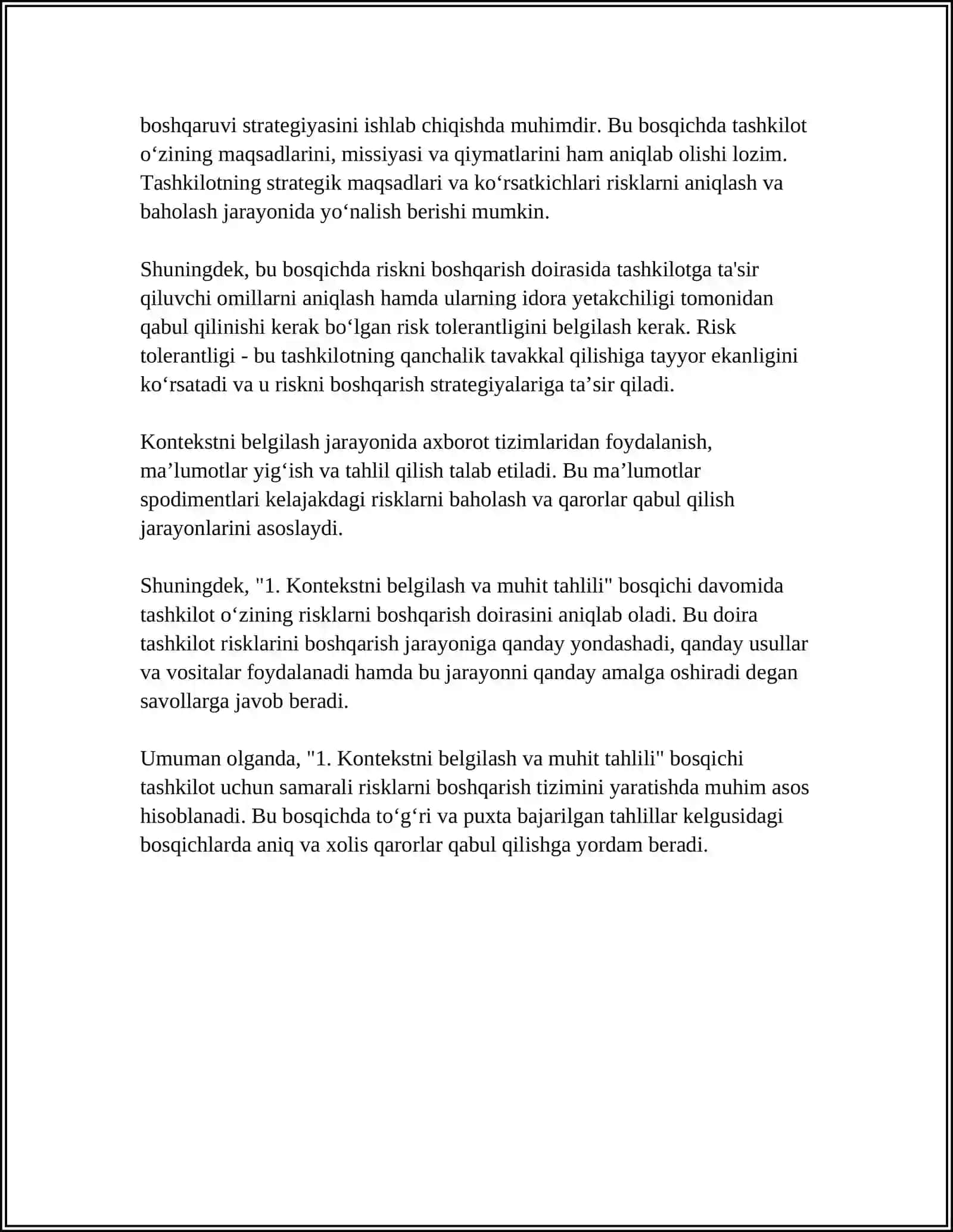 RISKNI BOSHQARISH JARAYONI VA BOSQICHLARI 4