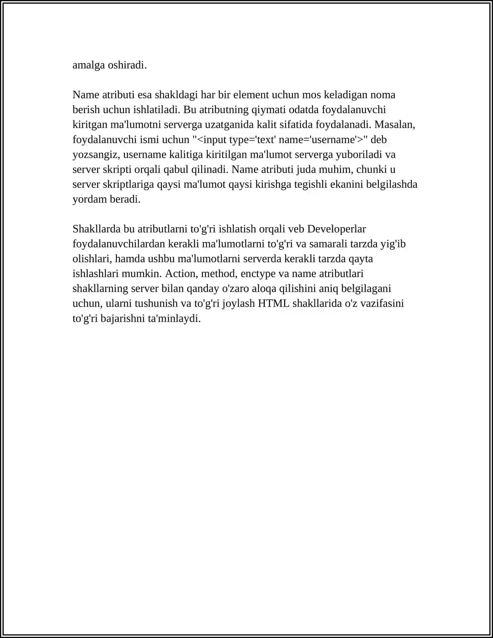 WEB SAHIFALARDA FORMALAR YARATISH 4