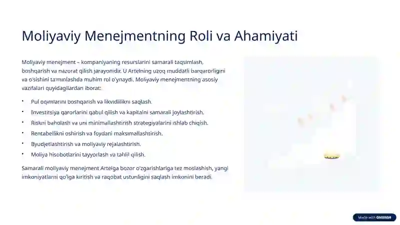 Artel Kompaniyasining Funksional Boshqaruv Tuzilmasi va Moliyaviy Menejment Ko'rsatkichlari 4