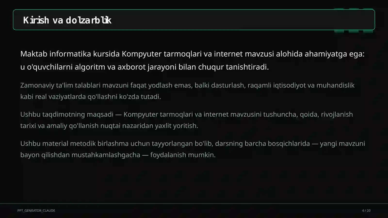 Kompyuter tarmoqlari va internet (9-sinf) 4