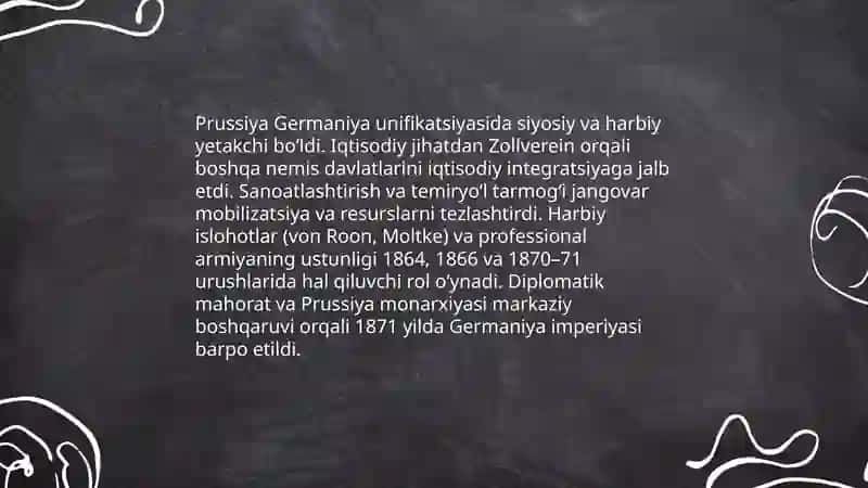 Germaniya imperiyasining vujudga kelishi va ushbu jarayonda Otto fon Bismarkning tutgan o‘rni 4