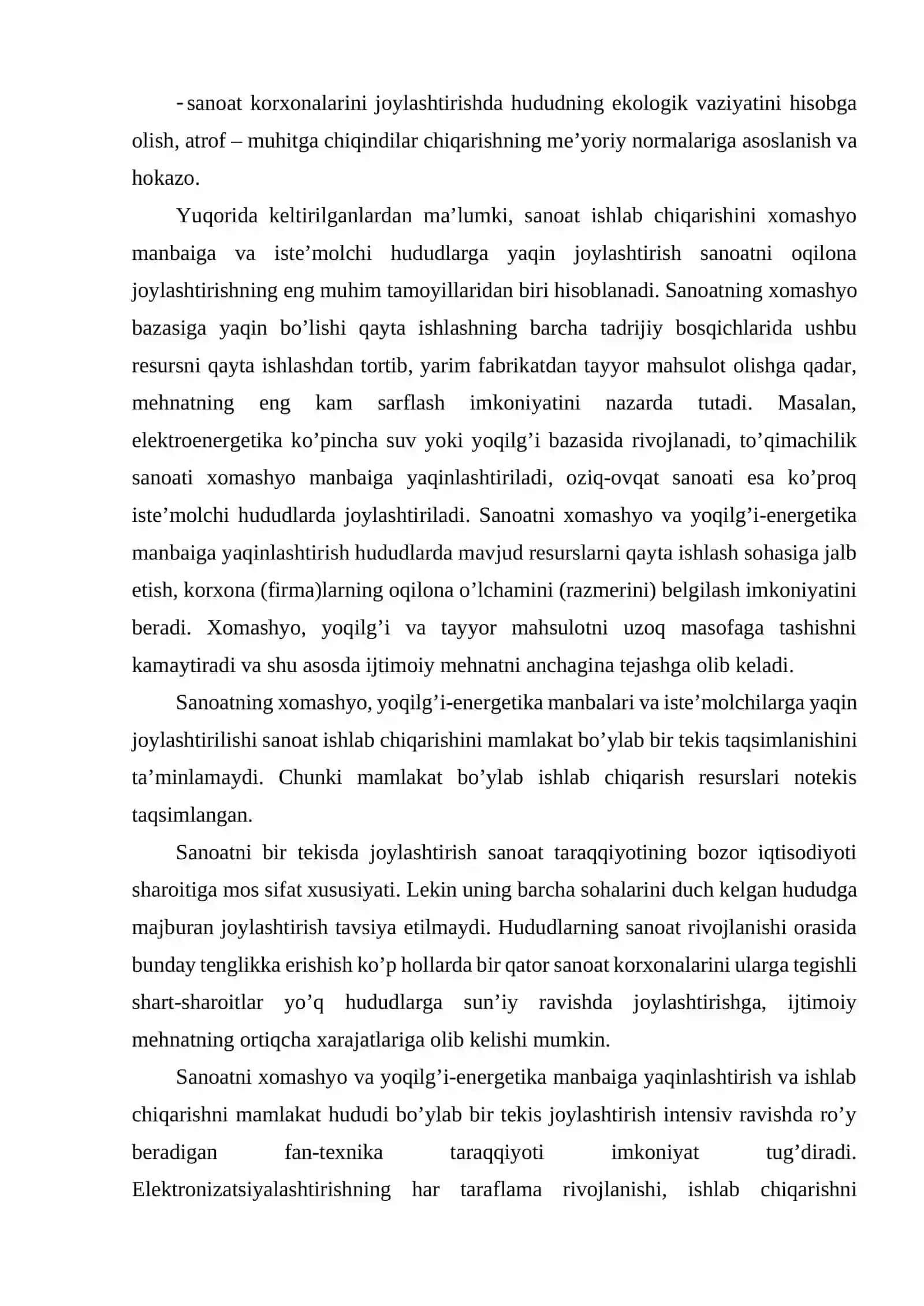 Sanoatni joylashtirish 4