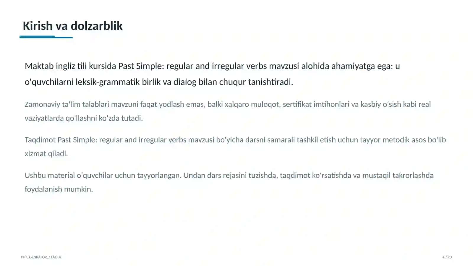 Past Simple: regular and irregular verbs (6-sinf) 4